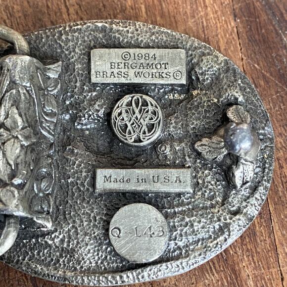 Eagle Flying Sky Belt Buckle Bergamot Brass Works USA Made 1984 Vintage - Picture 5 of 5